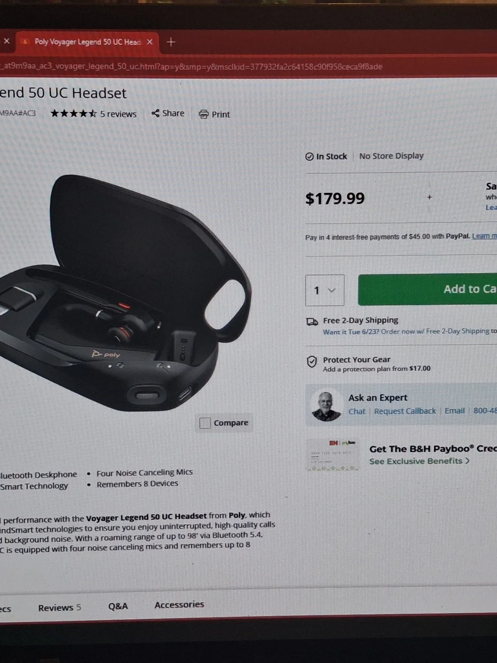 Poly Black Bluetooth Wireless Earset with USB Adapter